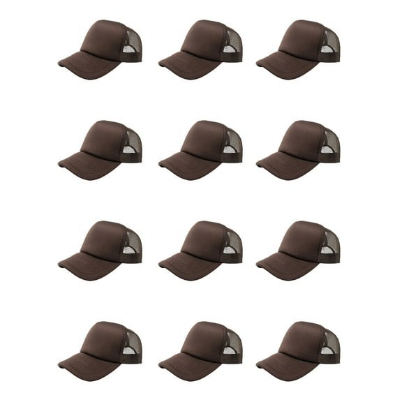12 Pack Trucker Caps Great for Outdoor Activities or Custom Branding (Brown)