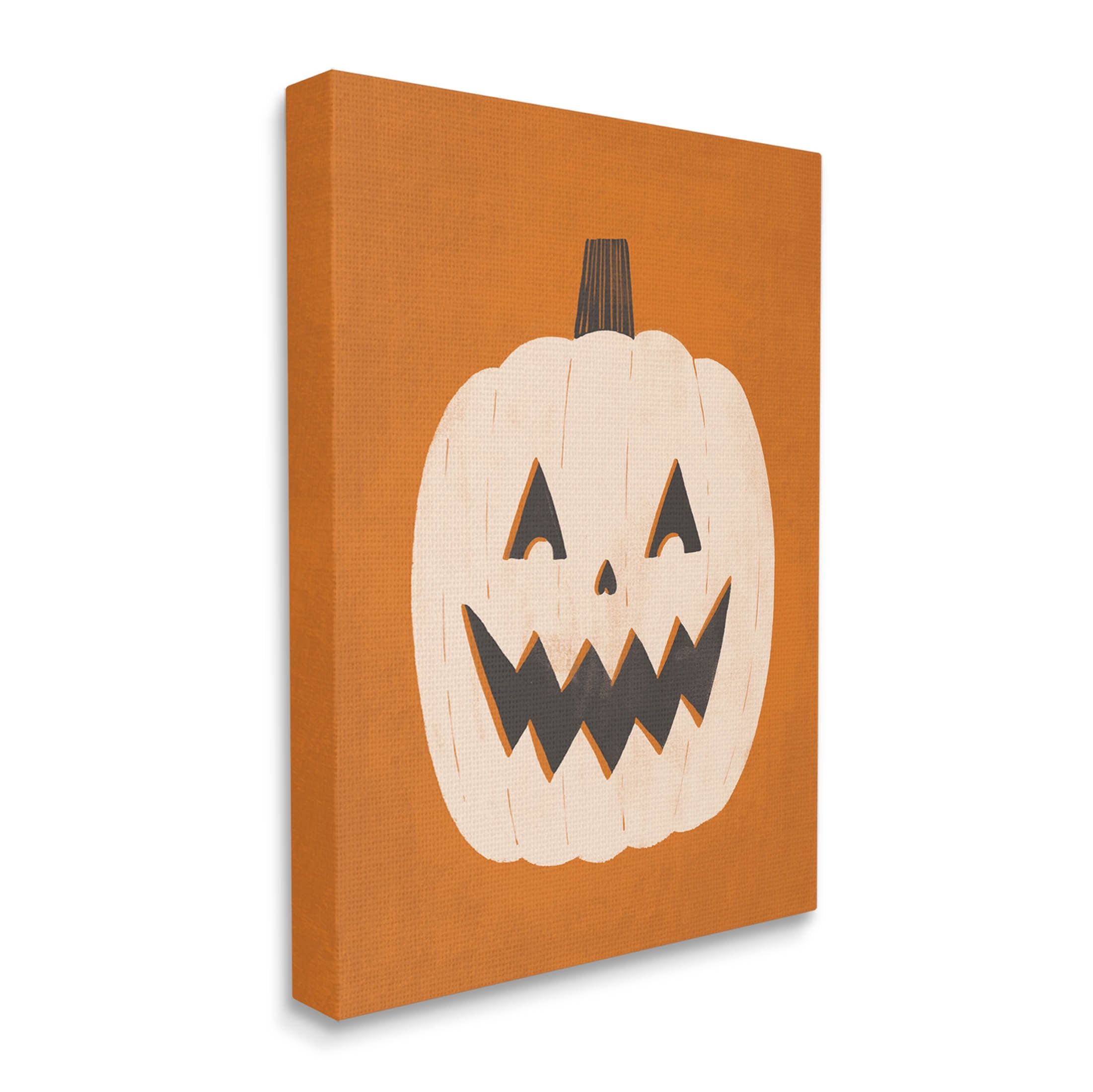 Stupell Industries Happy Jack-o-Lantern Halloween Pumpkin Graphic Art Gallery Wrapped Canvas Print Wall Art, Design by Loni Harris