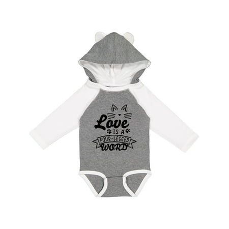 

Inktastic Love is a 4 Legged Word with Cat Ears and Whiskers Gift Baby Boy or Baby Girl Long Sleeve Bodysuit