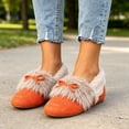 thumbnail image 5 of Knivor Fuzzy Bow Moccasin Slippers for Women Suede Faux Fur Lined Slip On Loafer House Shoes Non Slip Sole Indoor Outdoor Winter Warm House Slippers, 5 of 8