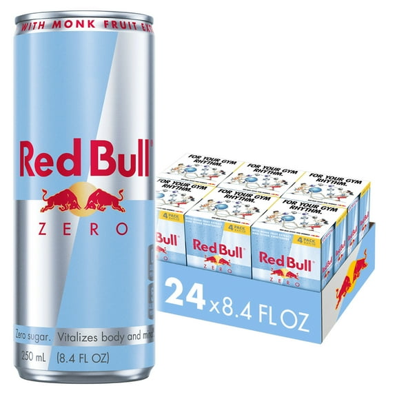 Red Bull Zero Energy Drink, 8.4 fl. oz., 6 x 4 Cans,  80mg Caffeine, Taurine & B Vitamins