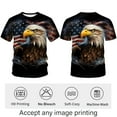 thumbnail image 3 of WHNBCW Funny USA Bald Eagle T-Shirt American Flag Style Graphic Tee Shirt, 3 of 7