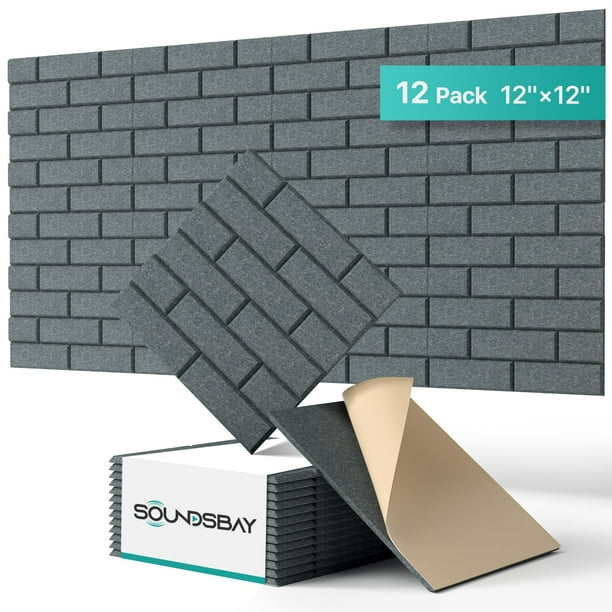 Paneles acústicos de pared autoadhesivos de espuma insonorizada, paquete de 12