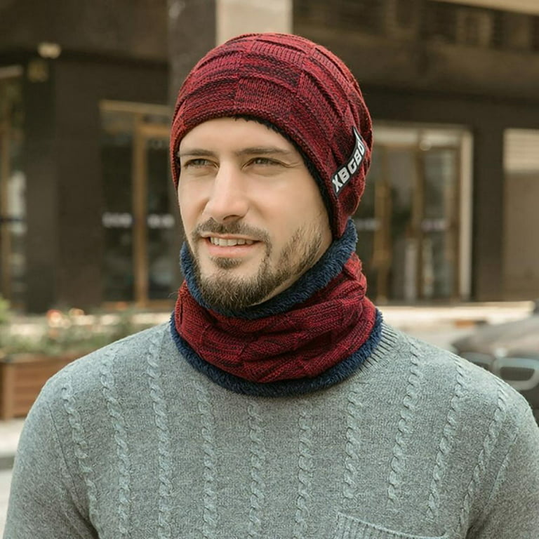 Winter Beanie Hat Scarf Set Warm Knit Thick Fleece Lined Winter