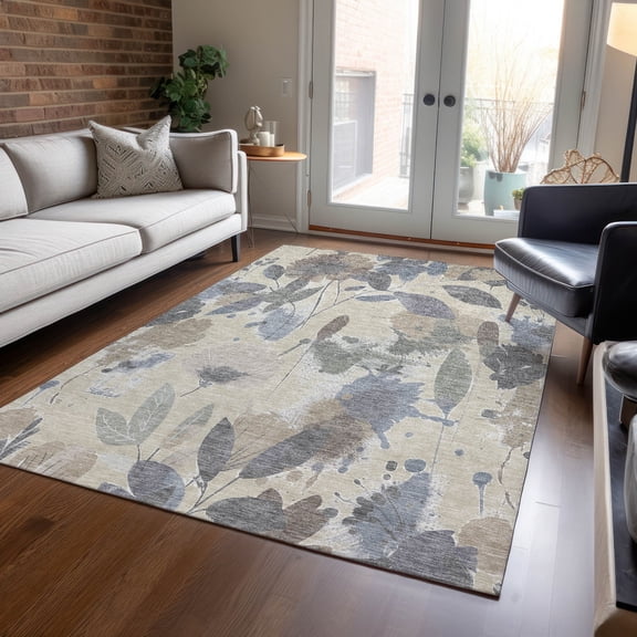 Addison Rugs Machine Washable Indoor/ Outdoor Floral Garden Chantille Rug 10' x 14' - Beige