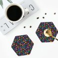 thumbnail image 4 of Naloa Colorful Excavator Leather Coasters for Drinks, Durable Drink Coasters 4 Set for Tabletop Protection, Luxurious Home Décor and Housewarming Gift ( {designName})Hexagon, 4 of 6