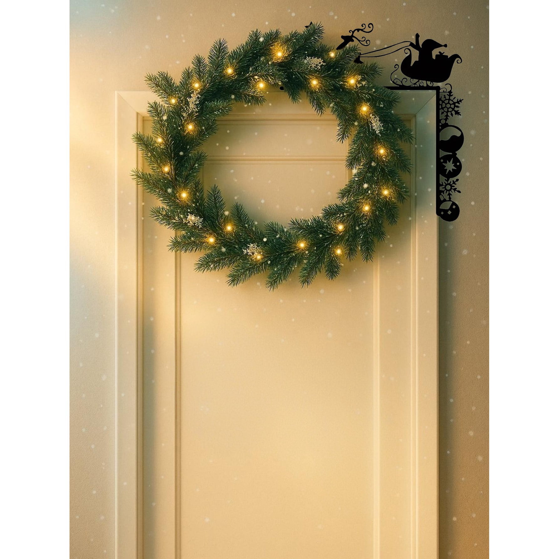 Astoutdoor Vintage Iron Sleigh Wall Decor, Rustic Farmhouse Christmas Wall Hanging, 8.66 in x 7.87 in
