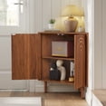 thumbnail image 6 of Weselon 30" Arched Relief Corner Cabinet, Mid-Century Modern Bathroom Storage Organizer with Tapered Solid Wood Legs, Walnut Entryway Accent Cabinet, 6 of 9