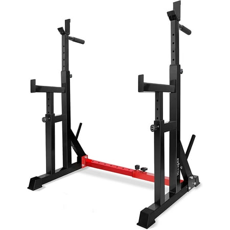 Yes4All Premium Adjustable Barbell Squat Rack, Red Color