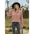 thumbnail image 2 of XCHQRTI Women V Neck Blouse Turndown Collar Long Sleeve Shirts with Buttons Fall Clothes Ladies Tops, 2 of 8