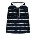 thumbnail image 4 of SwiftWear Women's Drop-Shoulder Striped Fleece Hoodie Oversized Casual Pullover Soft Fluffy Loungewear with Front Pocket Black, 4 of 5