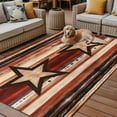 thumbnail image 2 of Fsddascl Brown Red Star Western Outdoor Rug for Patio/Deck/Porch, Non-Slip Large Area Rug 4 x 6 Ft, Vintage Country Wooden Indoor Outdoor Rugs Washable Area Rugs, Reversible Camping Rug Carpet, 2 of 5