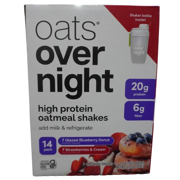 Oats Overnight 20g Protein Shake Variety, Blueberry & Strawberry, 2.7 Oz (14 Ct)