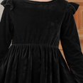 thumbnail image 7 of YunPes Girl's Christmas Velvet Dress A-Line Crewneck Flannel Skirt Dresses Ruffle Shoulder Long Sleeve Dress Prom Party Outfits, 7 of 7