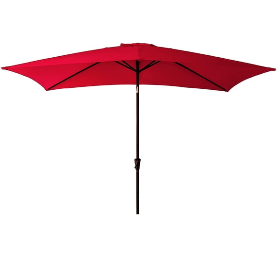 C-Hopetree Rectangular Outdoor Patio Market Table Umbrella with Tilt 6.5 x 10 ft, Red
