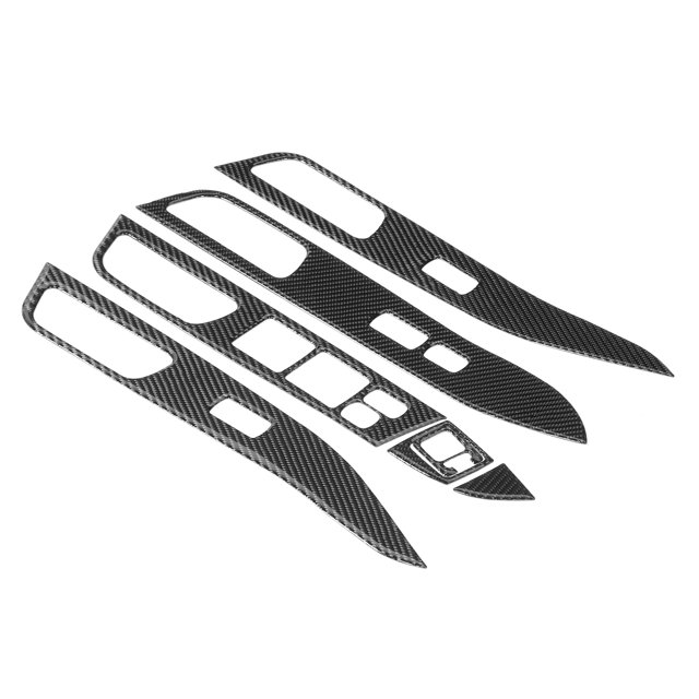 Carbon Fiber Glass Lifting Panel Decor Window Switch Trim Window Lifter Cover Window Switch Panel Trim 7pcs Carbon Fiber Window Switch Cover Glass Lifting Panel Decor Trim Fit For