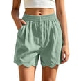thumbnail image 2 of Pafei Tyugd Womens Scalloped Hem Shorts Trendy Elastic High Waisted Summer Cotton Shorts with Pockets 2026 Mint Green M, 2 of 7