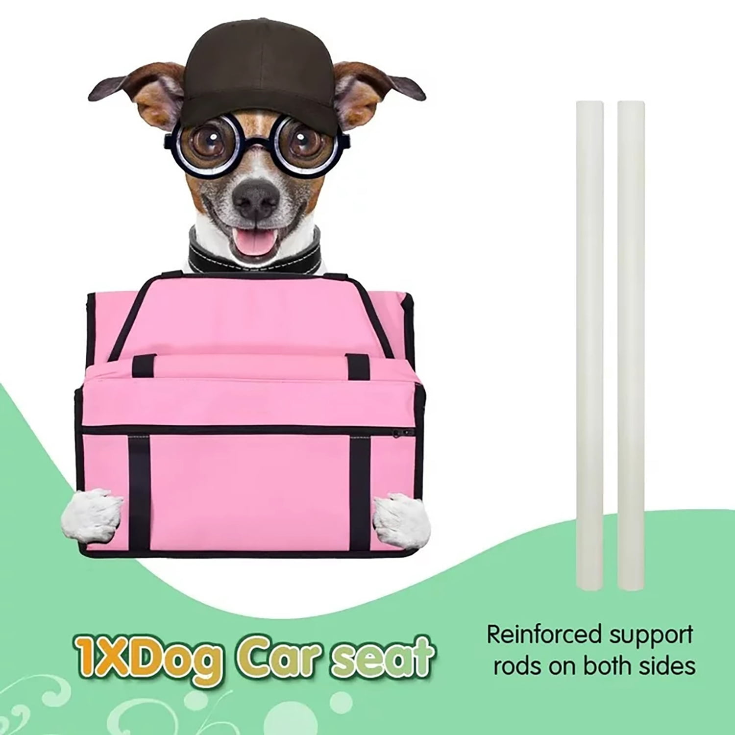 Portable Pet Car Seat Booster for Small Dogs, Travel Dog Car Seat with Clip-On Safety Leash and Sturdy PVC Frame, Anti-Collapse Design, Ideal for Small Dogs Under 25 lbs