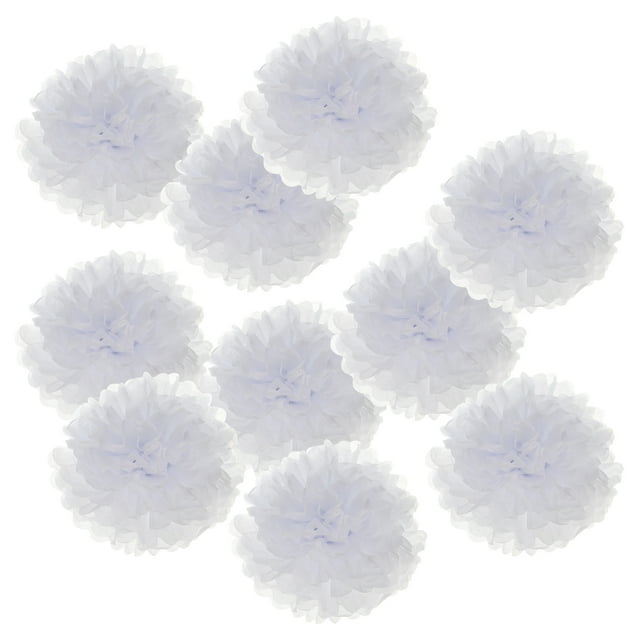 Uxcell 4" Pompones de papel duraderos para decoración de bodas y fiestas, color blanco, paquete de 10