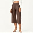 thumbnail image 7 of YuXingFu Womens High Waist Wide Leg Pleated Capri Pants - Side Pockets Work Summer Spring Brown L, 7 of 7