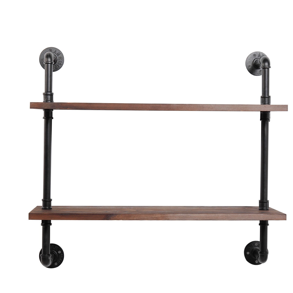 Kepooman Industrial Wall Mounted 2-Tier Pipe Shelving, Home Decor Wooden Floating Shelves Kepooman Industrial Wall Mounted 2-Tier Pipe Shelving, Home Decor Wooden Floating Shelves