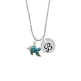 thumbnail image 2 of Delight Jewelry Silvertone Blue Tropical Fish with Yellow Fins Silvertone Script Initial Disc - B - Charm Necklace, 20"+3", 2 of 4