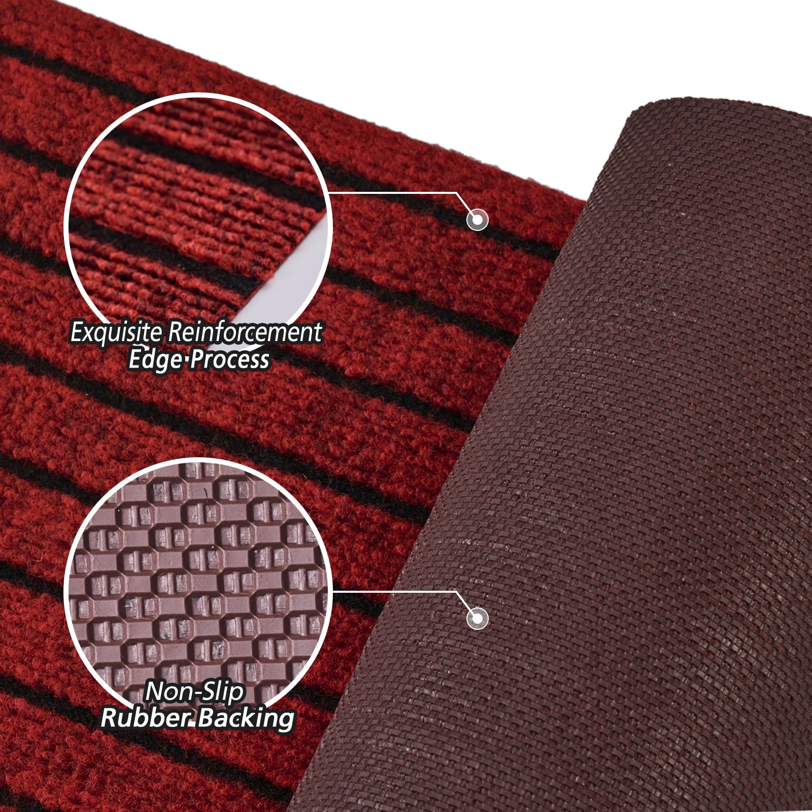 Morefany Runner Rugs Outdoor Indoor Area Rug with Rubber Backing Non Slip Carpet Custom Size Mat for Hallway Entryway Kitchen Garage Laundry Striped Red 6' x 25'