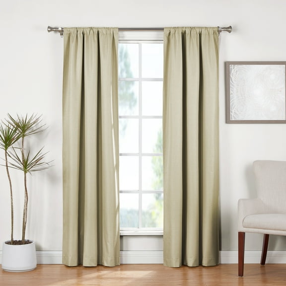 Ecologee Wakefield Textured 100% Blackout Rod Pocket Indoor Curtain Panel Pair, Gold, 37" W x 84" L