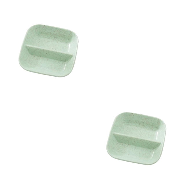 bedienty Square Divided Seasoning Dishes Table Sauce Container Kitchen Cutlery Snack Plate for sushi Dumpling green 2Set