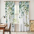 thumbnail image 4 of Eucalyptus Green Kitchen Curtains 84 Inch Length, Gradient Leaves Retro Watercolor Plant Grommet Top Bedroom Living Room Curtains, Light Filtering Cafe Curtain Drapes 2 Panels Set 84''x84'', 4 of 9