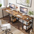 thumbnail image 3 of Bestier 95.5 inches L-Shaped Computer Desk Long Table for Home Office for Kids and Adults, Rustic, 3 of 8