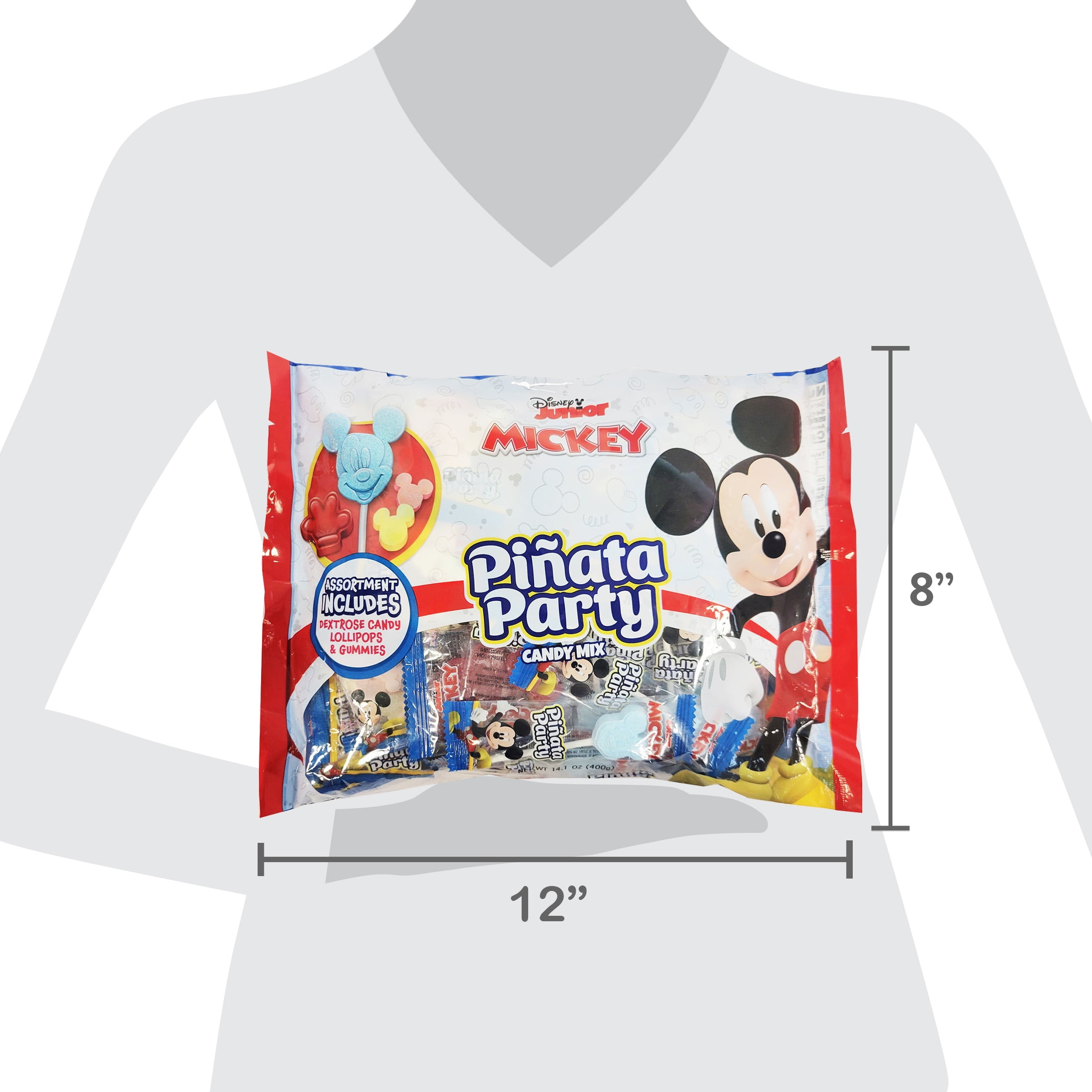(2 pack) Flix Candy Mickey Pinata Party Candy Bag Filler, 14.1 oz, 20 Piece Bag