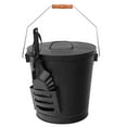 thumbnail image 3 of Metal Fireplace Ash Bucket With Shovel Lid Cover Fire Pits Stove Sturdy Black, 3 of 8
