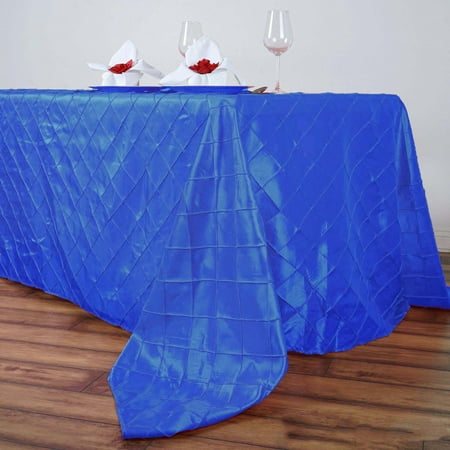 

90 x 132 Royal Blue Taffeta Pintuck Rectangular Tablecloth - Pack of 1 Tablecloth