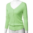 thumbnail image 3 of FashionOutfit Women's Solid Button Down V-Neck 3/4 Sleeves Knit Cardigan, 3 of 4