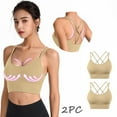 thumbnail image 2 of Sngxgn Women's Sports Bra Strap Cotton Sports Bra with Medium Support(Beige,S), 2 of 5