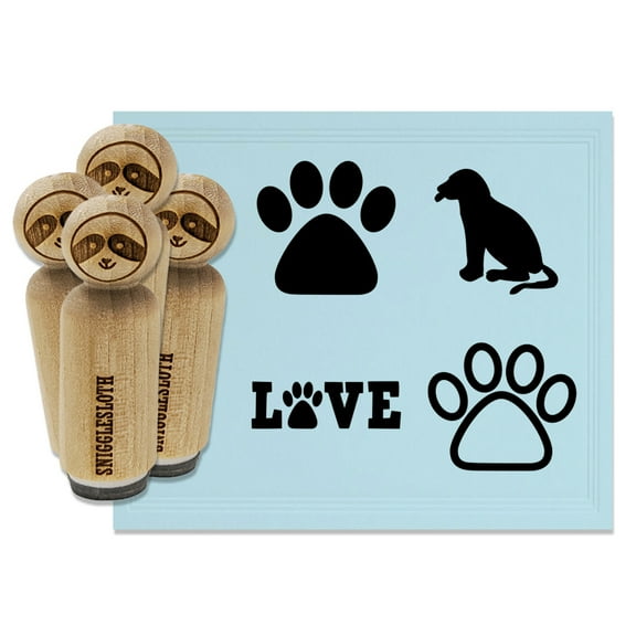 Puppy Dog Love Paw Prints Rubber Stamp Set for Scrapbooking Crafting Stamping - Mini 1/2 Inch