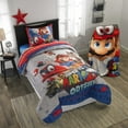 thumbnail image 2 of Super Mario Kids Comforter and Sham, 2-Piece Set, Twin, Gaming Bedding, Reversible, Gray, 2 of 9