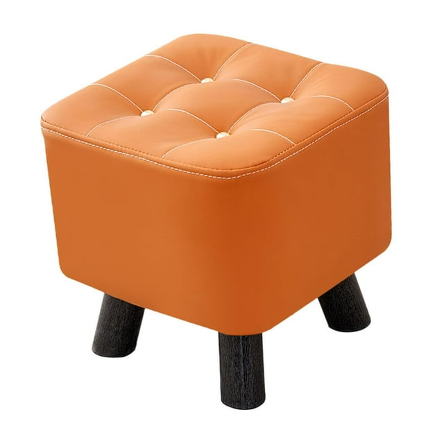 Thinsony Small Footstool Stable Step Stool Footrest Room for Office Dressing Entryway Orange 28x28x28cm