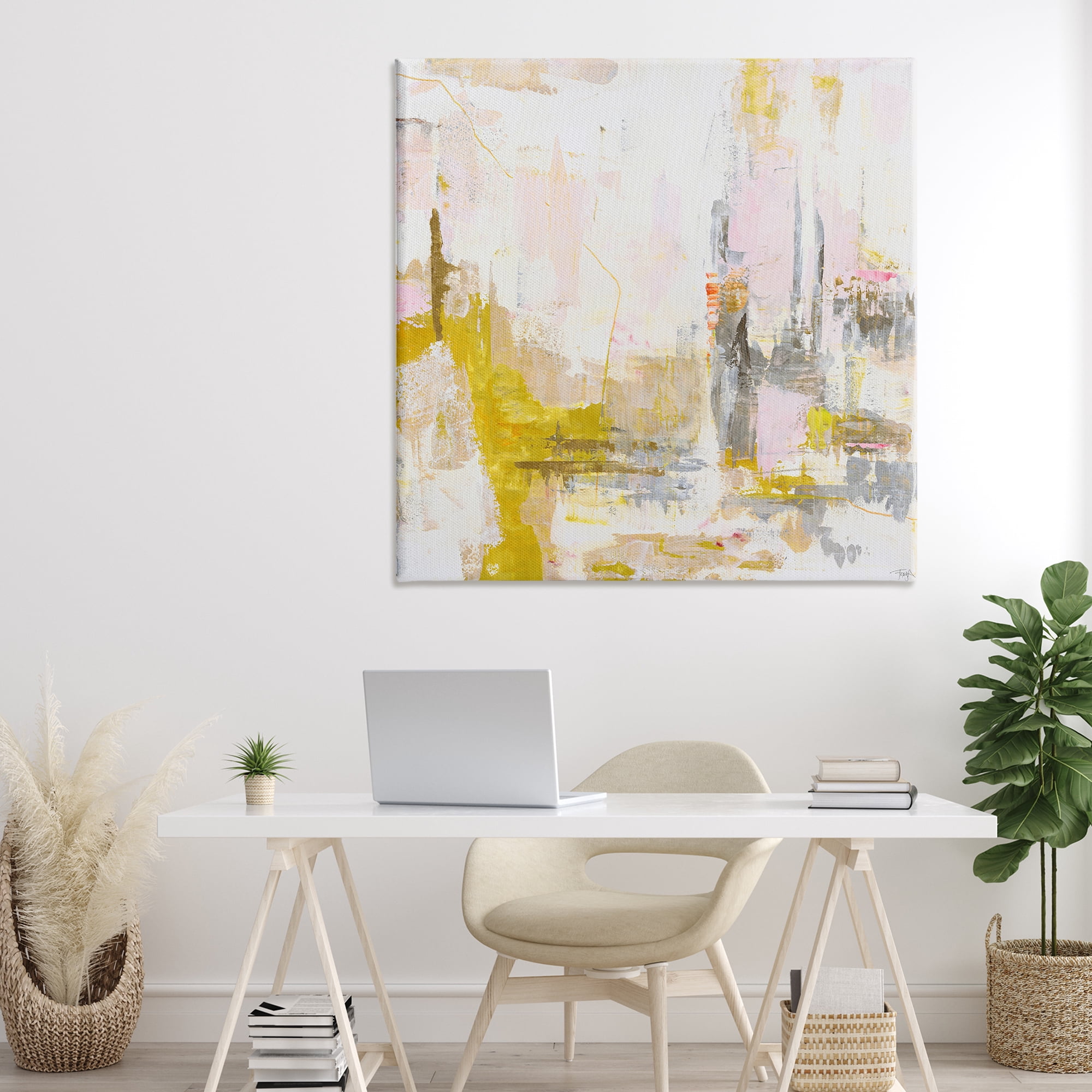 Stupell Industries New Age Yellow Abstract Canvas Wall Art, design by Design Fabrikken