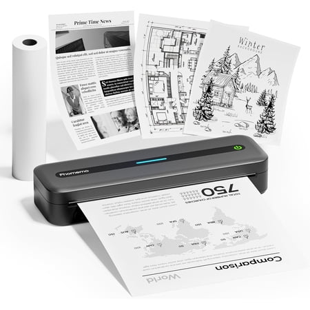 Phomemo Portable Printers Wireless for Travel, M832 Inkless Thermal Printer Support 8.5'' x 11'' US Letter & A4 Paper,Bluetooth Mobile Printer Compatible with iOS, Android Phone & Laptop,300Dpi
