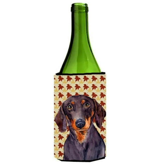 Dachshund Fall Leaves Portrait Wine Bottle Hugger