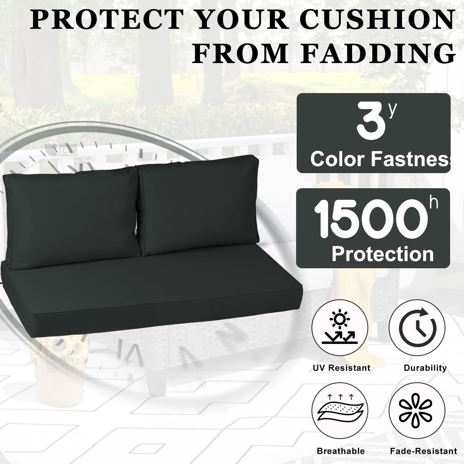 swing Outdoor Loveseat Cushion Set 48 x 24 inch,Waterproof Weather & Fade Resistant Seat and Backrest Cushion Set for Couch, Swing, Bench