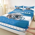 thumbnail image 3 of jejeloiu Rugby Gamer Queen Sheet Sets,Football Sport City Flat Sheet,Blue White Gray Queen Fitted Sheet For Boys Kids,Microfiber Bedroom Decor,4-Piece, 3 of 7