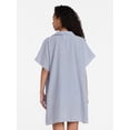 thumbnail image 3 of Time and Tru Women's Button Down Coverup, Sizes S/M, Blue/White, 3 of 5
