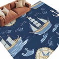 thumbnail image 2 of 5'x8' Area Rugs, Navy Blue Boat Coastal Indoor Outdoor Area Rug for Living Room Bedroom, Nautical Sea Summer Ocean Washable Bathroom Rugs Kitchen Floor Carpet Mats Home Decor Aesthetic, 2 of 8