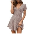 thumbnail image 3 of Ichuanyi Woman Dress, Clearance Summer Women Geometry Dot Printed Mini Dress Sexy V Neck Cocktail Party Beach Dress, 3 of 9