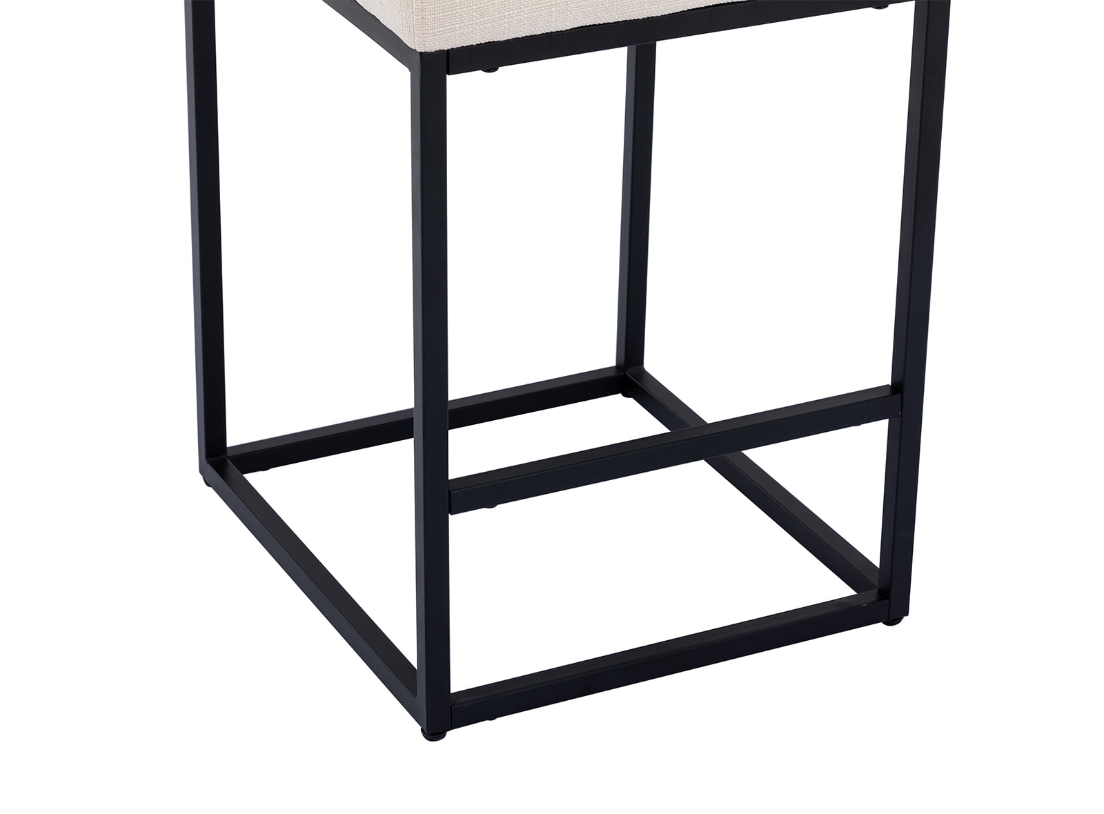 Guyou 27" Height Linen Upholstered Bar Stool Set of 2, Modern Metal Counter Height Stool with Mid Backrest and Footrest for Kitchen Island Bar Restaurant, Cream