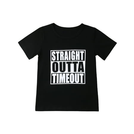 

Little Kids Summer Top Shirt Short Sleeve Round Neck Letter Printed Tops 0-6Y