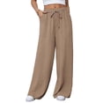 thumbnail image 3 of TANBOM Women's Wide Leg High Waist Drawstring Elastic Casual Pants Khaki M, 3 of 5